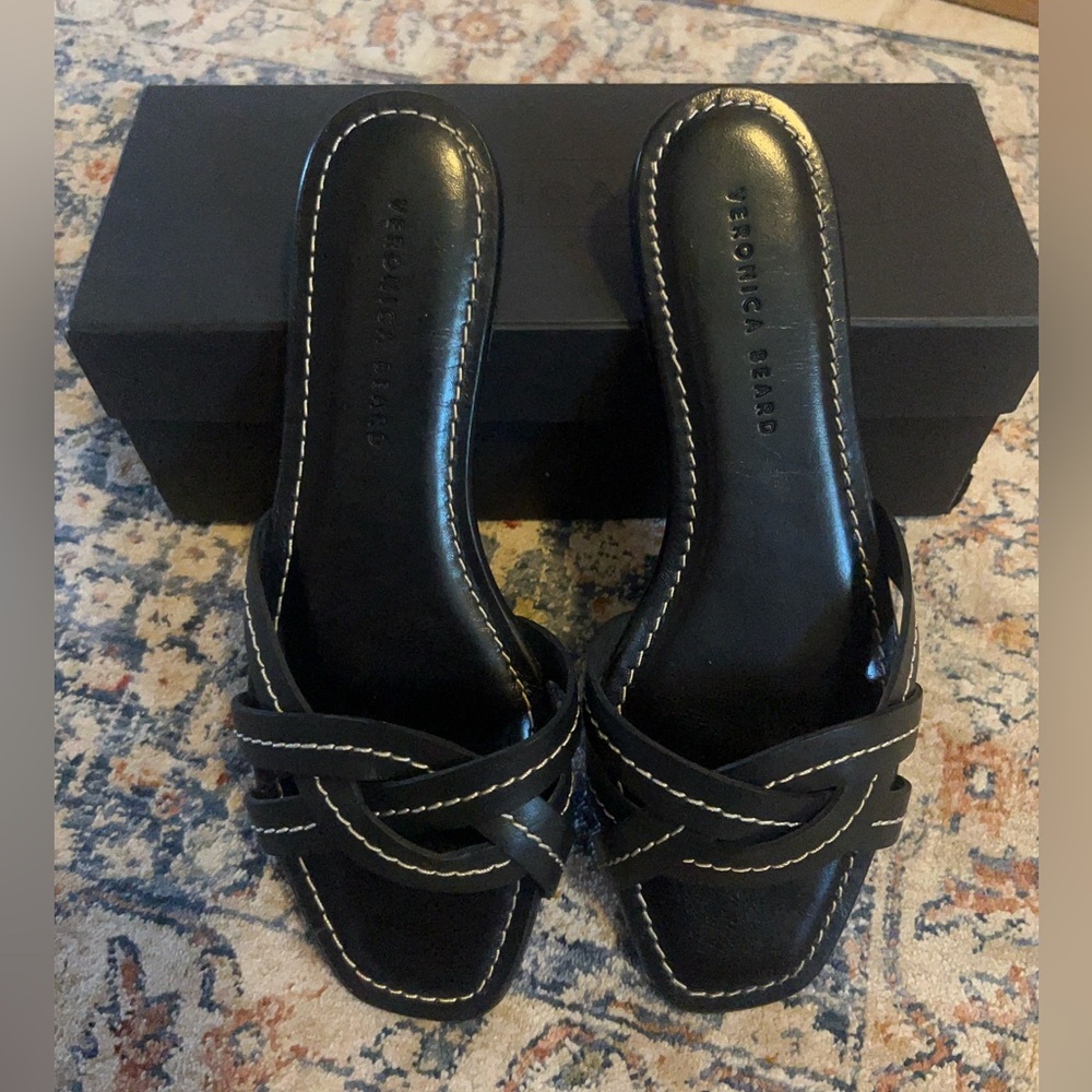 Veronica Beard Maili Flat Leather Slide Sandal size 39.5
